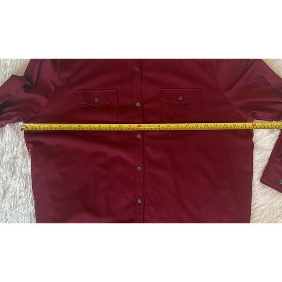 Tommy Bahama Womens Button Blouse Size XL 100% Cotton Roll Tab Casual Burgundy - Picture 10 of 11
